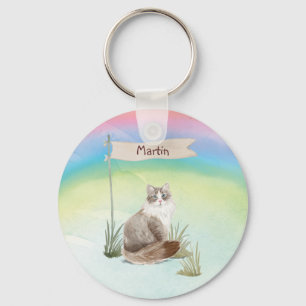 Custom Name Siberian Cat Pet Key Ring