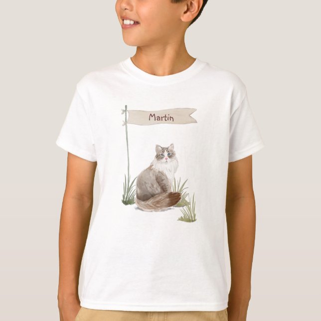 Custom Name Siberian Cat Pet T-Shirt (Front)