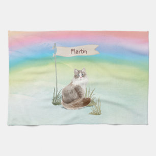 Custom Name Siberian Cat Pet Tea Towel