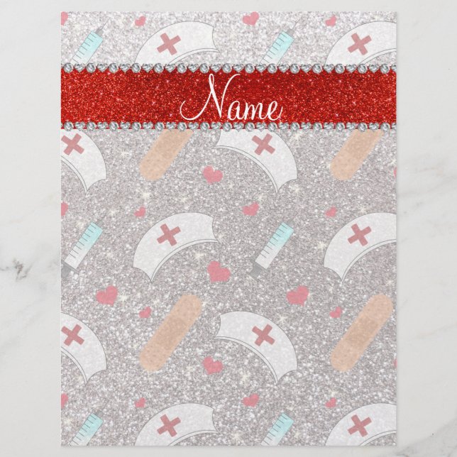 Custom name silver glitter nurse hats heart flyer (Front)