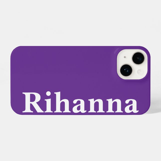 Custom Name Simple Minimal Plain Purple Colour  iPhone Case (Back Horizontal)
