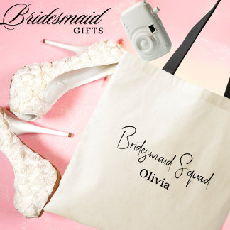 Custom Name,Simple Script Bridesmaid Wedding Tote Bag