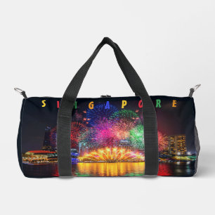 Custom Name Singapore Fireworks Duffle Bag