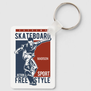 Custom name Skateboarding Key Ring