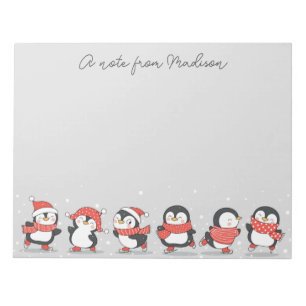Custom Name Skating Penguins Notepad