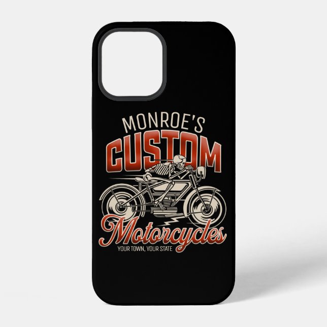 Custom NAME Skeleton Motorcycle Cycle Shop iPhone Case (Back)