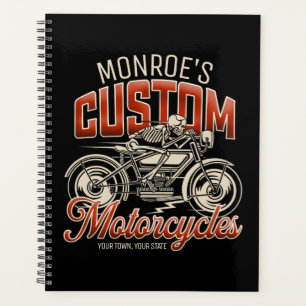 Custom NAME Skeleton Motorcycle Cycle Shop Planner