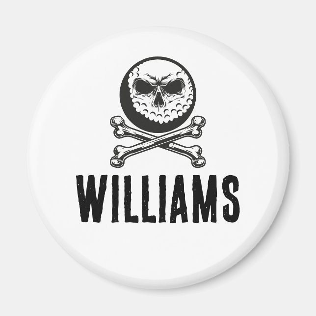 Custom Name Skull Golf Ball Crossbones Magnet (Front)