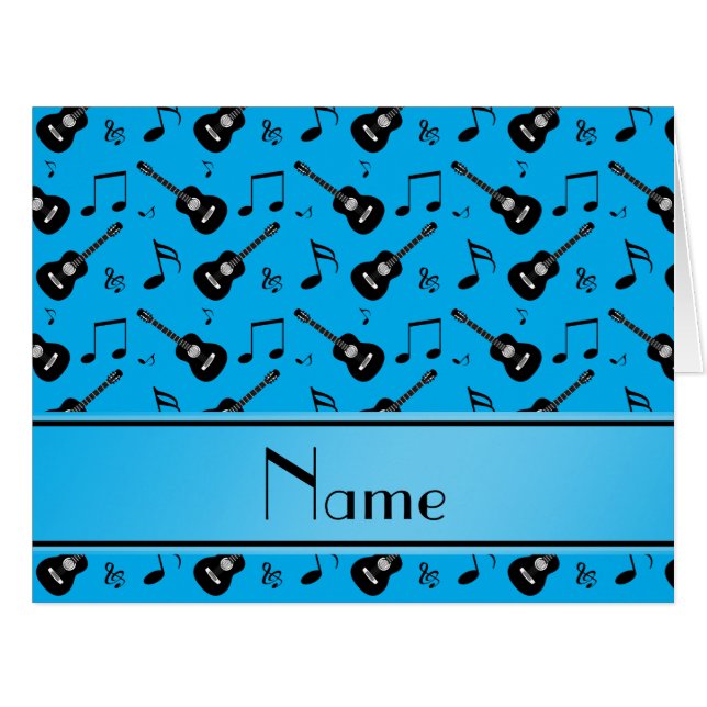 Custom name sky blue black guitars music notes (Front Horizontal)