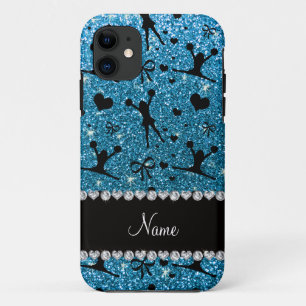Custom name sky blue glitter cheerleading Case-Mate iPhone case