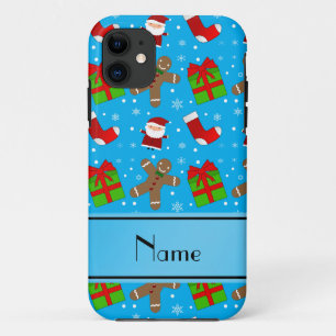 Custom name sky blue santas gingerbread iPhone 11 case