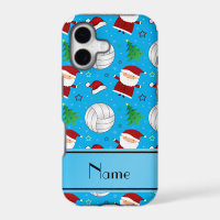 Custom name sky blue volleyball christmas pattern