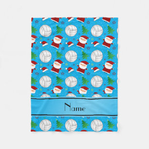 Custom name sky blue volleyball christmas pattern fleece blanket