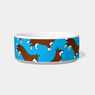 Custom name sky blue welsh corgi cardigan dogs bowl