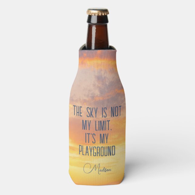 Custom Name Sky Quote Bottle Cooler (Bottle Front)