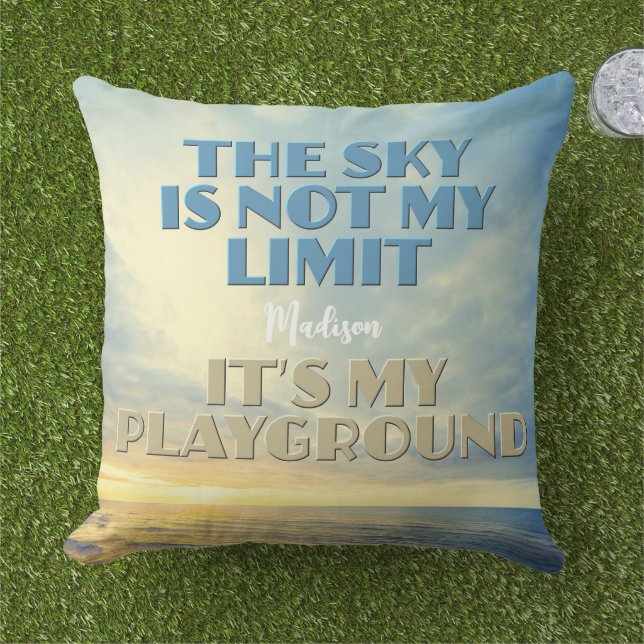 Custom Name Sky Quote Cushion (Grass)