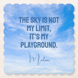Custom Name Sky Quote Paper Coaster