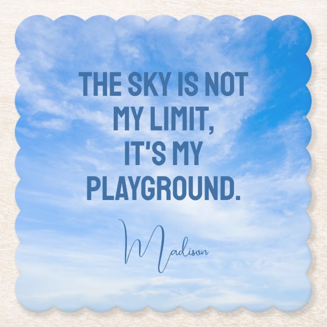 Custom Name Sky Quote Paper Coaster (Front)