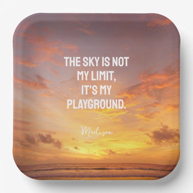 Custom Name Sky Quote Paper Plate (Front)
