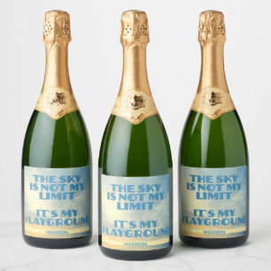 Custom Name Sky Quote Sparkling Wine Label