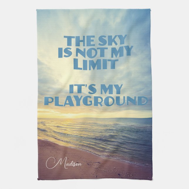 Custom Name Sky Quote Tea Towel (Vertical)