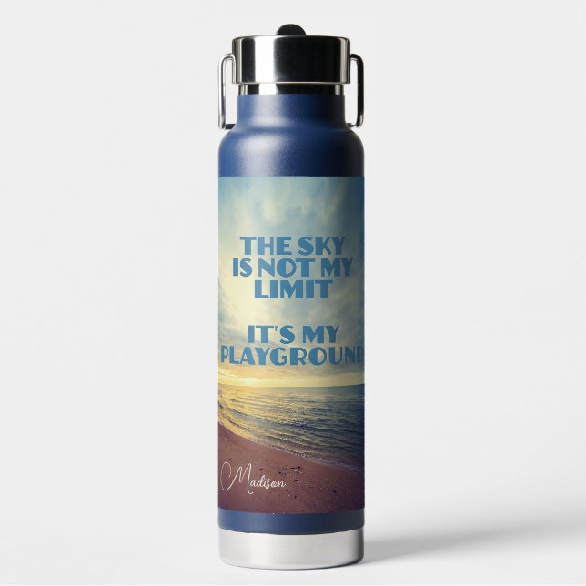Custom Name Sky Quote Water Bottle (Front)