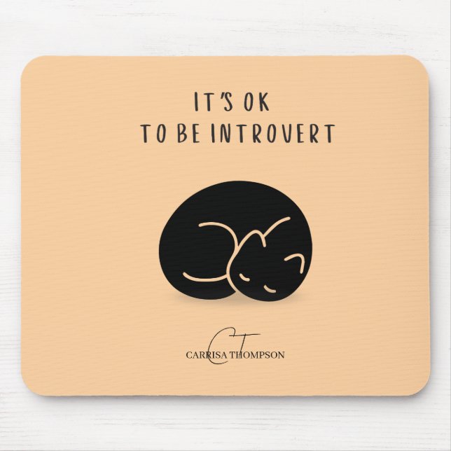 Custom Name Sleeping Cat It’s OK To Be Introvert Mouse Pad (Front)