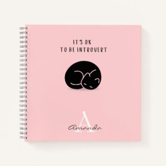 Custom Name Sleeping Cat It’s OK To Be Introvert Notebook