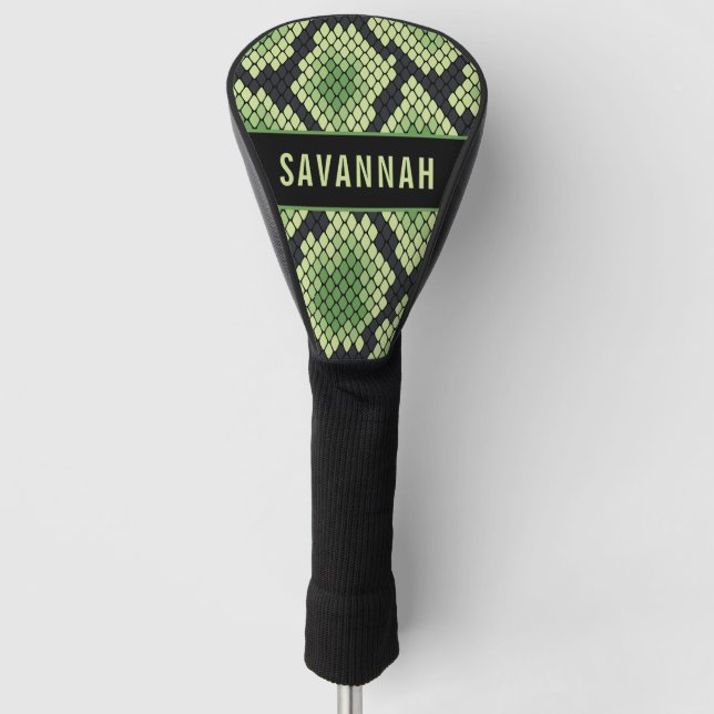 Custom Name Snake Animal Print Pattern Classic Golf Head Cover (Front)