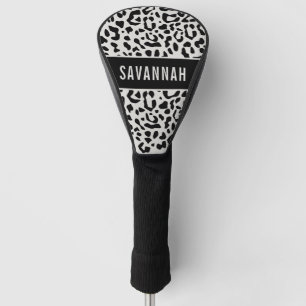 Custom Name Snow Leopard Animal Print Pattern Golf Head Cover