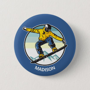 Custom name SNOWBOARDER 6 Cm Round Badge