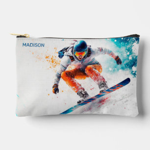 Custom Name Snowboarder Accessory Pouch
