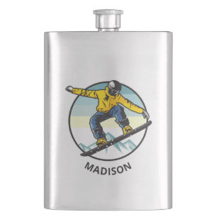 Custom name SNOWBOARDER Hip Flask