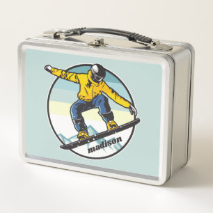 Custom Name Snowboarder Metal Lunch Box