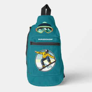 Custom name Snowboarding Sling Bag