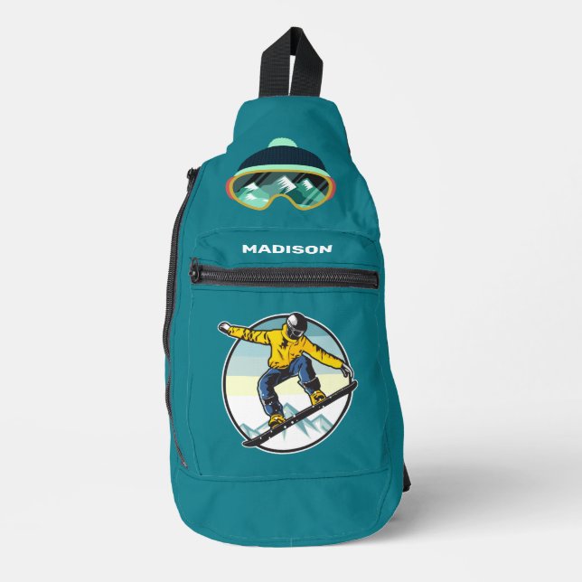 Custom name Snowboarding Sling Bag (Front)