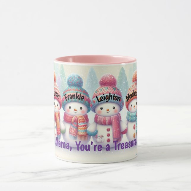 Custom Name Snowman Mug – Christmas Gift for Mama (Center)