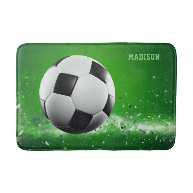 Custom Name Soccer Ball Bath Mat (Front)