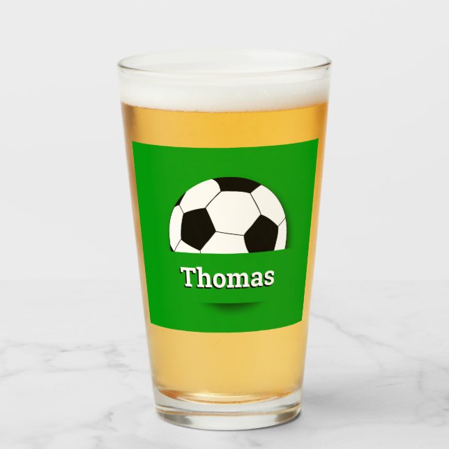 Custom Name Soccer ball, football fan party /sport Glass (Front Filled)