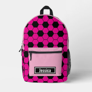 Custom Name Soccer Ball Girls Backpack
