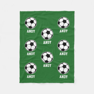 Custom name soccer ball pattern fleece blanket