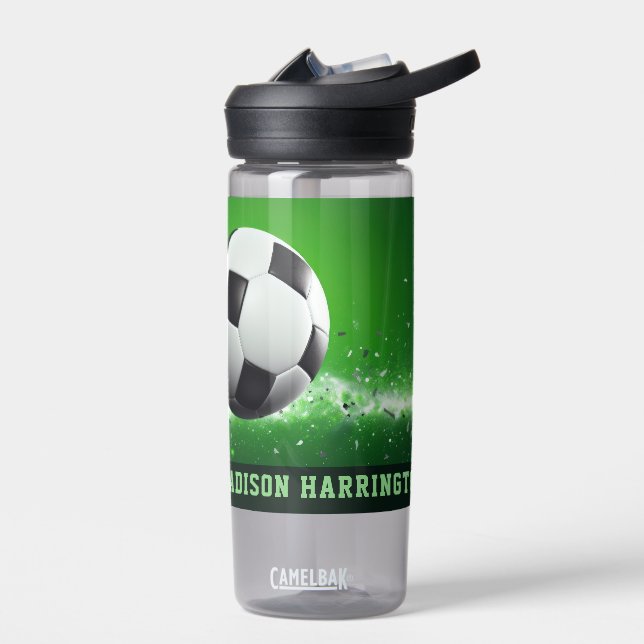 Custom Name Soccer Ball Water Bottle (Left)