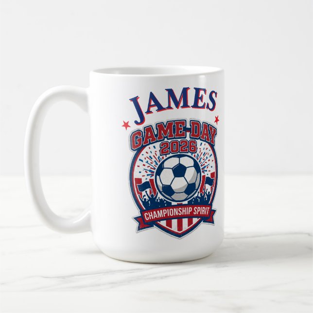 Custom Name Soccer Fan Mug | Personalised Game Day (Left)