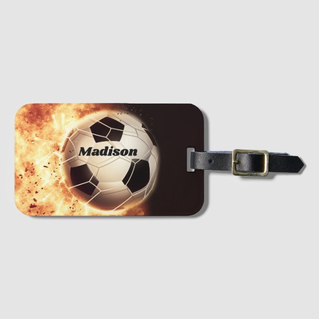 Custom name Soccer Goal Luggage Tag (Front Horizontal)