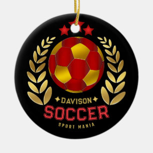 Custom Name Soccer Logo Ceramic Tree Decoration