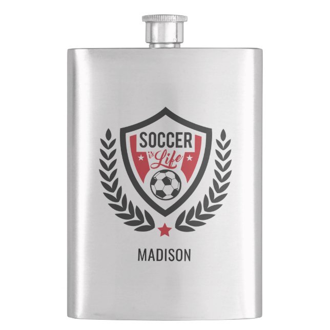 Custom name Soccer Logo flask (Front)