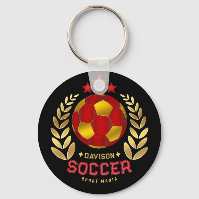 Custom Name Soccer Logo Key Ring (Front)