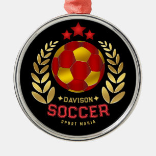 Custom Name Soccer Logo Metal Tree Decoration