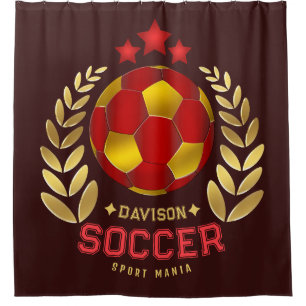 Custom Name Soccer Logo Shower Curtain