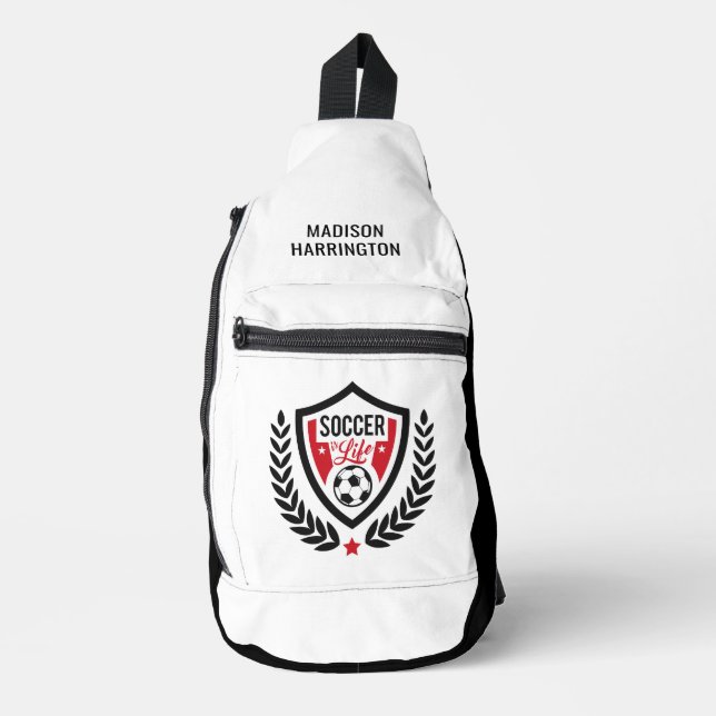 Custom name Soccer Logo Sling Bag (Front)